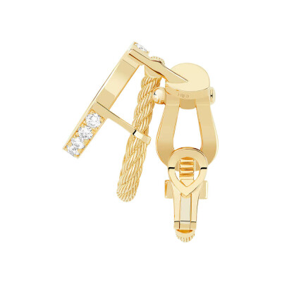 Mono Boucle d'oreille FRED Force 10 Rise en or jaune et diamants
