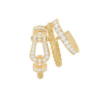 Mono Boucle d'oreille FRED Force 10 Rise en or jaune et diamants
