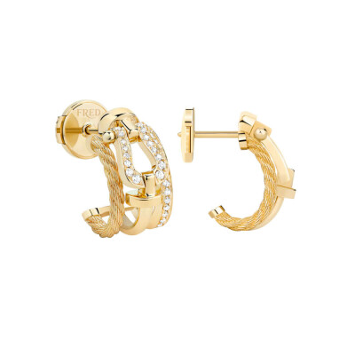 FRED Force 10 earrings, small model, yellow gold and diamonds