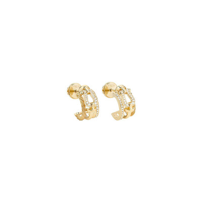 FRED Force 10 earrings, small model, yellow gold and diamonds