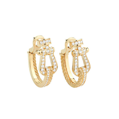 FRED Force 10 earrings, large model, yellow gold and diamonds