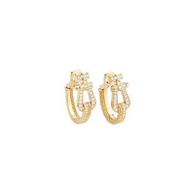 FRED Force 10 earrings, large model, yellow gold and diamonds
