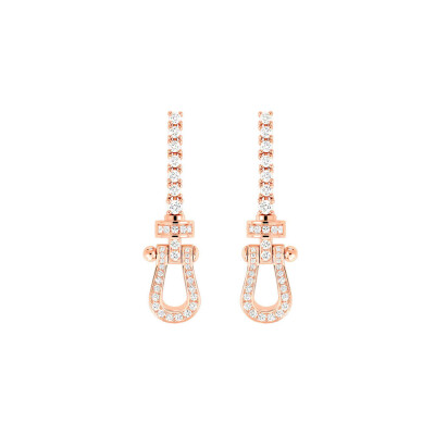 Boucles d'oreilles FRED Force 10 en or rose pavées de diamants