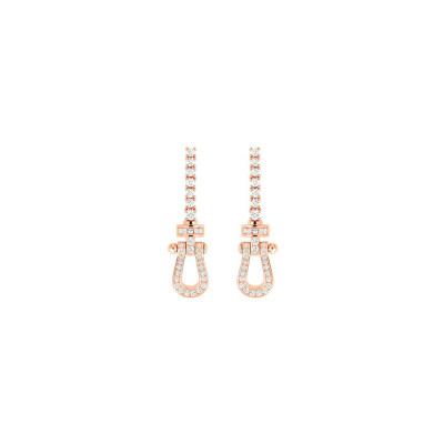 Boucles d'oreilles FRED Force 10 en or rose pavées de diamants
