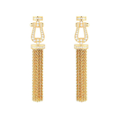 Boucles d'oreilles FRED Force 10 Pompon Moyen Modèle en or jaune et diamants