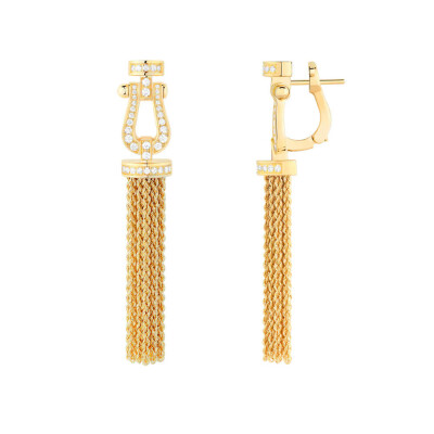 Boucles d'oreilles FRED Force 10 Pompon Moyen Modèle en or jaune et diamants