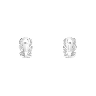 Boucles d'oreilles Boucheron Plume de Paon en or blanc et diamants