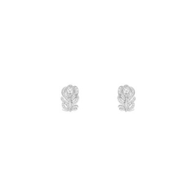 Boucles d'oreilles Boucheron Plume de Paon en or blanc et diamants