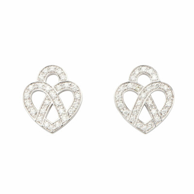 Boucles d'oreilles Poiray Coeur Entrelacé  en or blanc et diamants