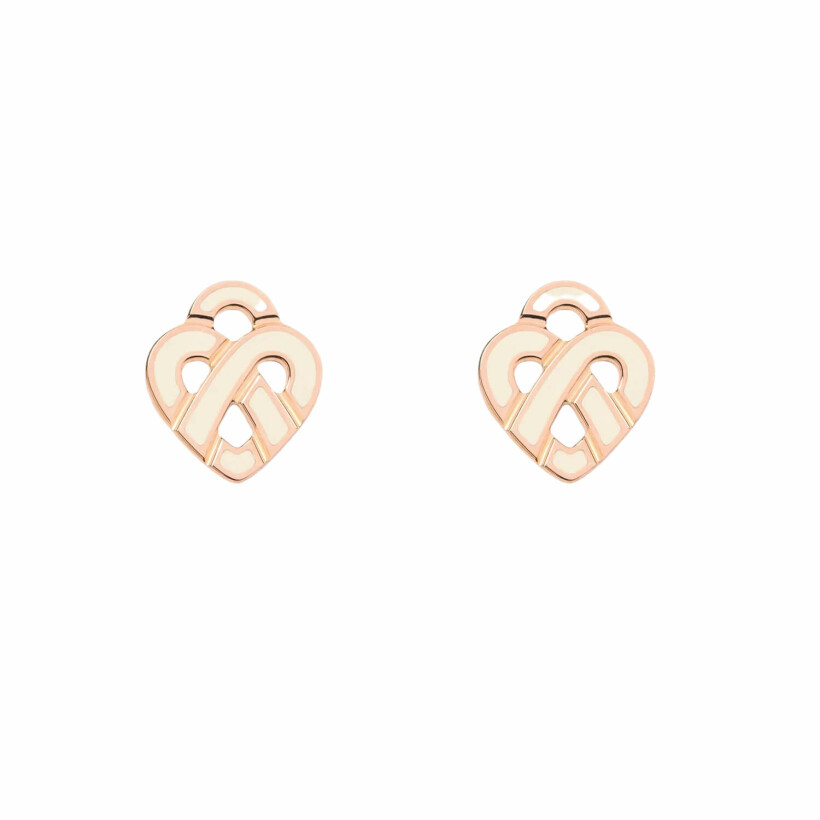 Poiray Coeur Entrelacé, rose gold and enamel earrings