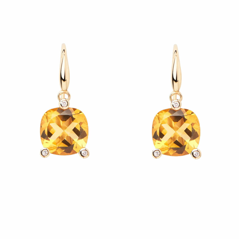 Boucles d'oreilles Poiray Filles Antik en or jaune, diamants et citrines