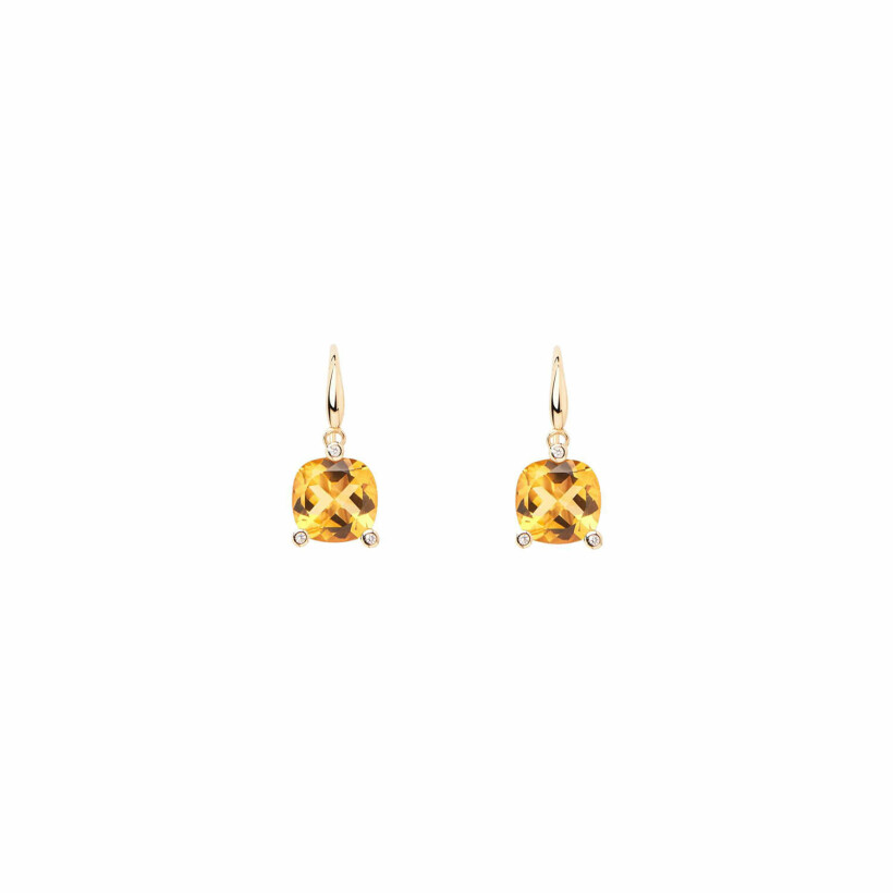 Boucles d'oreilles Poiray Filles Antik en or jaune, diamants et citrines