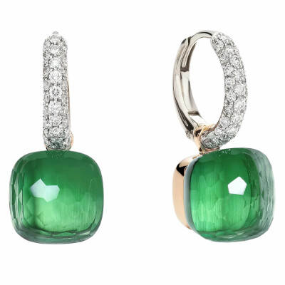 Boucles d'oreilles Pomellato Nudo Classic en or rose, or blanc, prasiolites, agates et diamants