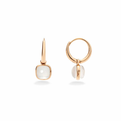 Boucles d'oreilles Pomellato Nudo Mini en or rose et quartz laiteux