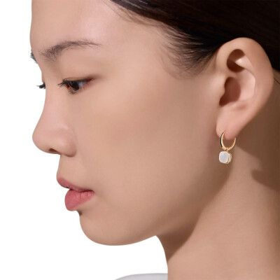 Boucles d'oreilles Pomellato Nudo Mini en or rose et quartz laiteux