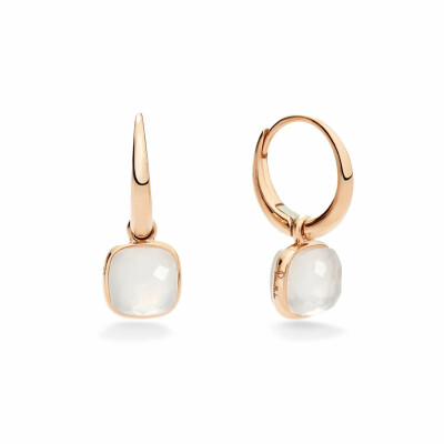 Boucles d'oreilles Pomellato Nudo Mini en or rose et quartz laiteux