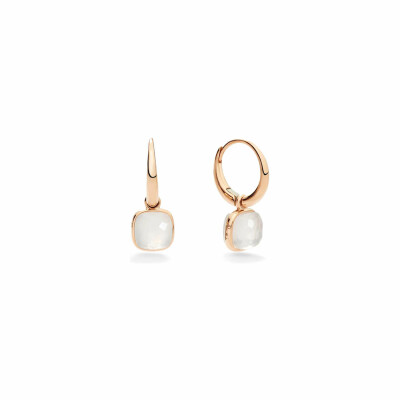 Boucles d'oreilles Pomellato Nudo Mini en or rose et quartz laiteux