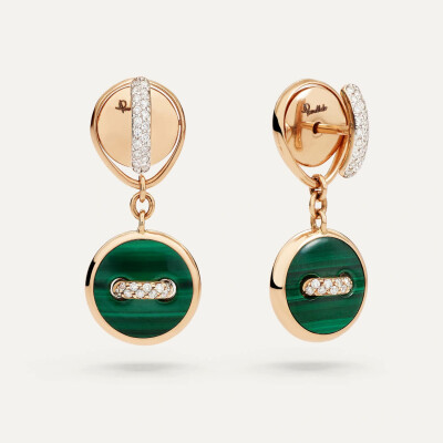 Boucles d'oreilles Pomellato Pom Pom Dot en or rose, malachite, nacre et diamants