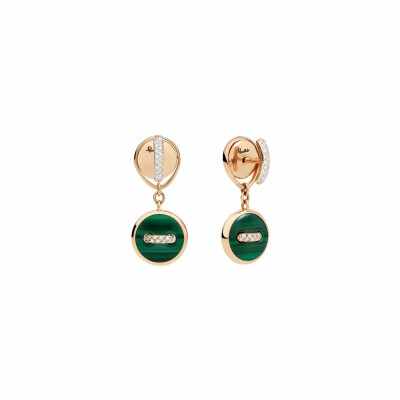 Boucles d'oreilles Pomellato Pom Pom Dot en or rose, malachite, nacre et diamants