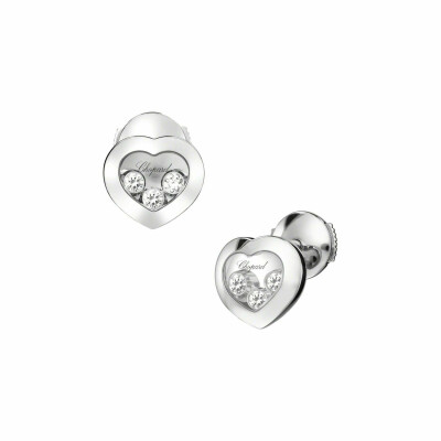 Boucles d'oreilles Chopard Happy Diamonds Icons en or blanc et diamants