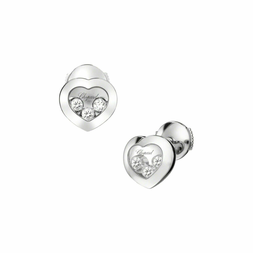 Boucles d'oreilles Chopard Happy Diamonds Icons en or blanc et diamants 839203-1001