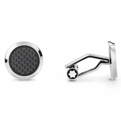 Montblanc Meisterstück Cufflinks with Carbon-Patterned Inlay