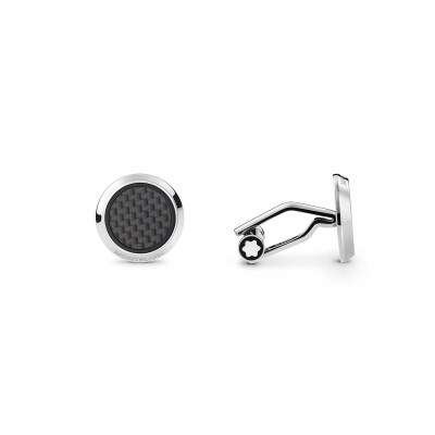 Boutons de Manchette Montblanc Meisterstück avec incrustation motif carbone