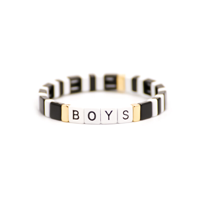 Bracelet Simone à Bordeaux Boys en métal émaillé noir et blanc