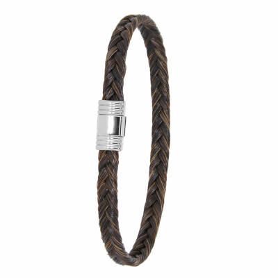 Bracelet Albanu Equus Appaloosa en acier et crins de cheval tressés
