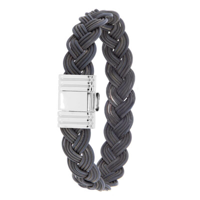 Bracelet Albanu Savane Inyati en corne de buffle tressée avec fermoir acier