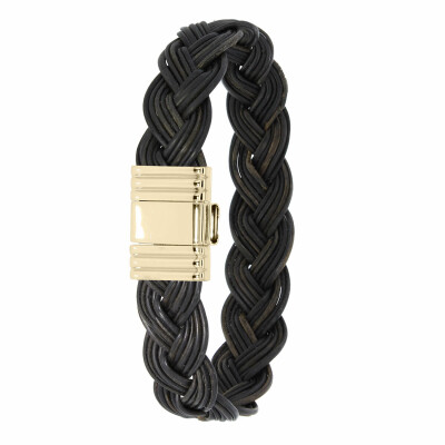 Bracelet Albanu Savane Kalahari en poils d'éléphant tressés et or jaune