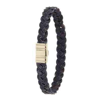 Bracelet Albanu Savane Mini Kalahari en poils d'éléphant tressés avec fermoir en or jaune