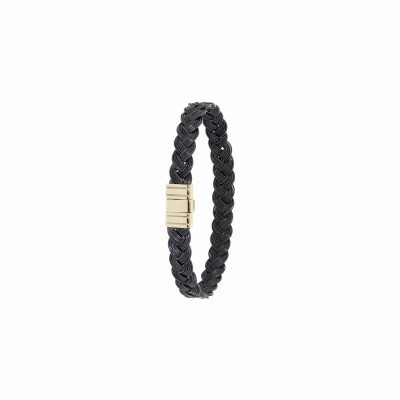 Bracelet Albanu Savane Mini Kalahari en poils d'éléphant tressés avec fermoir en or jaune