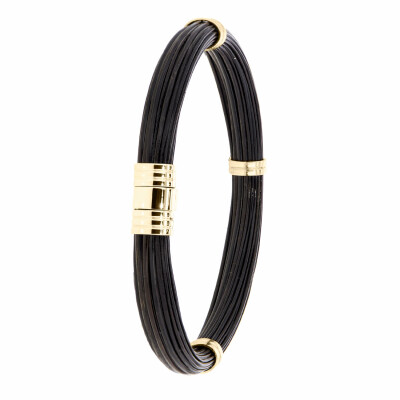Bracelet Albanu Savane Chobé en poils d'éléphant et or jaune