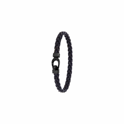 Bracelet Albanu Equus Noir en crin de cheval tressé, fermoir acier et PVD