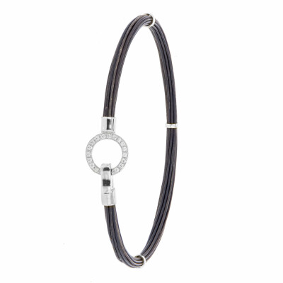 Bracelet Albanu Savane en poils d'éléphant avec fermoir en or blanc et diamants