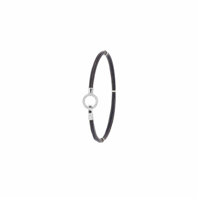 Bracelet Albanu Savane en poils d'éléphant avec fermoir en or blanc et diamants