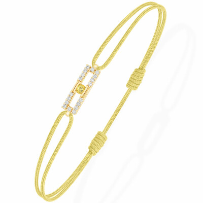 Bracelet Antonello Portofino "Petit et Carré" en or jaune, saphir jaune et diamants