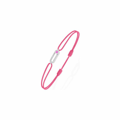 Bracelet Antonello Portofino "Petit et Rond" en or blanc, saphir rose et diamants
