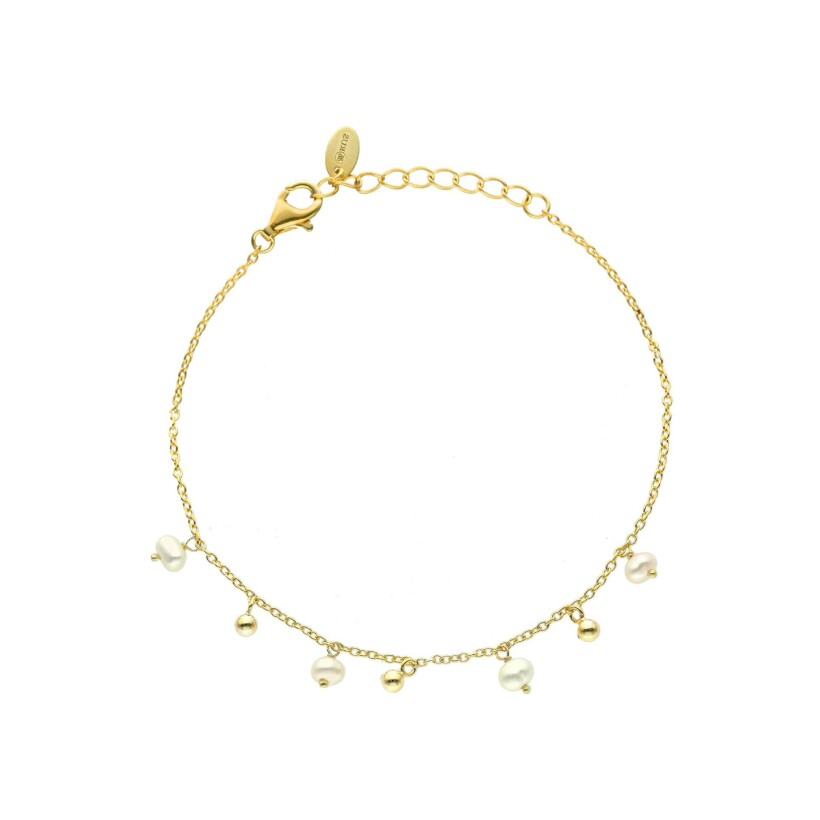 Bracelet Orus bijoux Retro en argent doré et perles