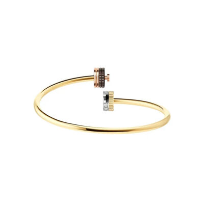 Bracelet Boucheron Quatre Classique en or jaune, blanc et rose, PVD marron et diamants