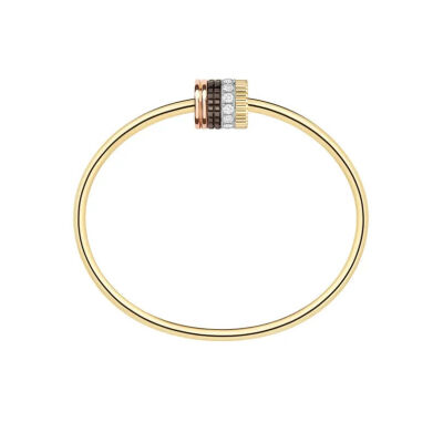 Bracelet Boucheron Quatre Classique en or jaune, blanc et rose, PVD marron et diamants