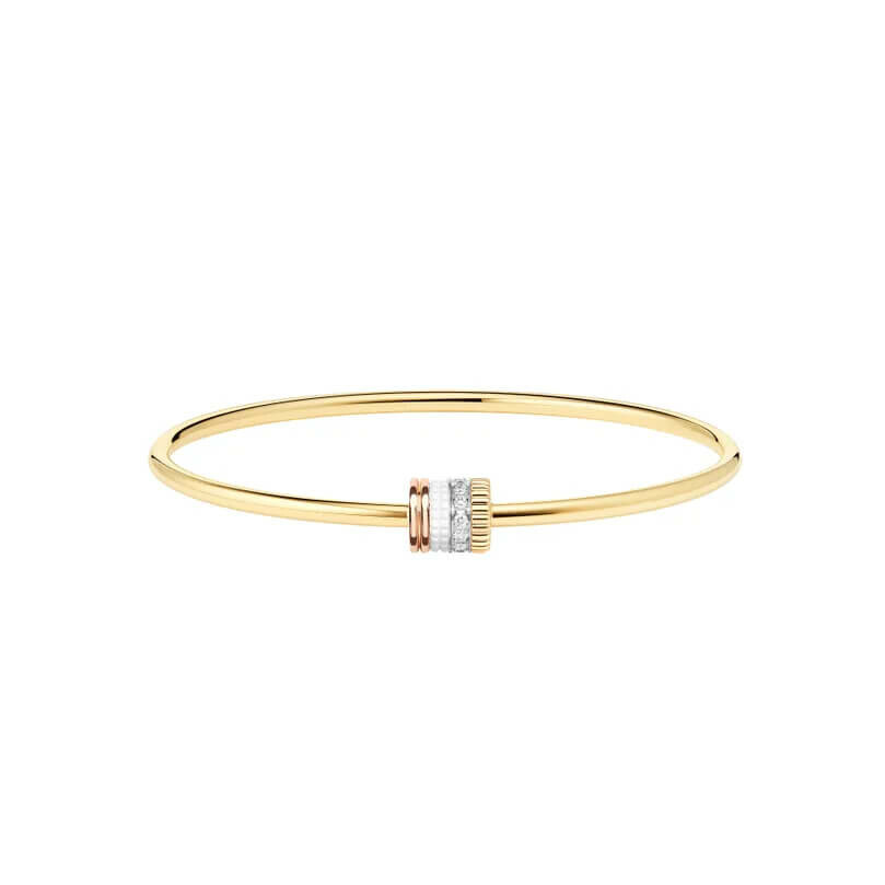 Bracelet Boucheron Quatre White Edition en or blanc, jaune et rose, céramique blanche et diamants