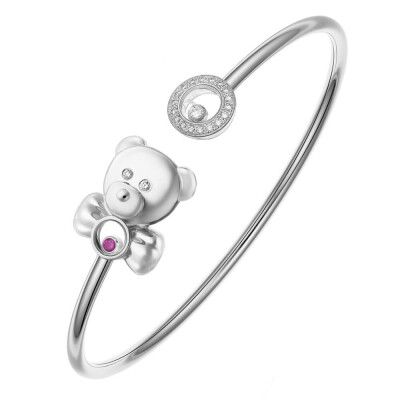 Bracelet Chopard Happy Animals Teddybear en or blanc, rubis et diamants, taille M