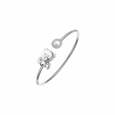 Bracelet Chopard Happy Animals Teddybear en or blanc, rubis et diamants, taille M