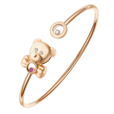 Bracelet Chopard Happy Animals Teddybear en or rose, rubis et diamants, taille M