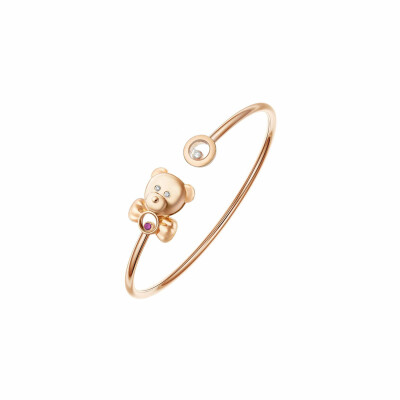 Bracelet Chopard Happy Animals Teddybear en or rose, rubis et diamants, taille M