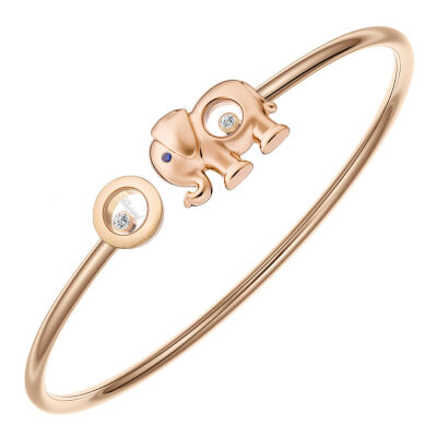 Chopard Happy Animals Elephant bracelet, rose gold, sapphire and diamonds, size M