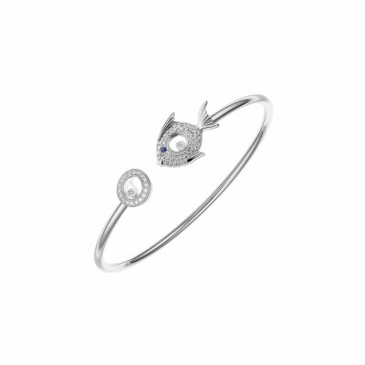 Bracelet Chopard Happy Animals Fish en or blanc, saphir et diamants, taille M
