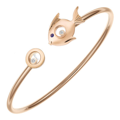 Bracelet Chopard Happy Animals Fish en or rose, saphir et diamants, taille M